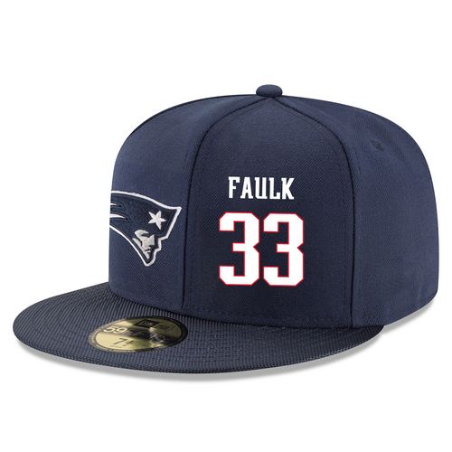 NFL New England Patriots #33 Kevin Faulk Stitched Snapback Adjustable Player Hat - Navy/White